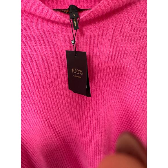 Maje Marlena Open-Shoulder Cashmere Sweater in Pink Size 3/Large - Picture 5 of 7